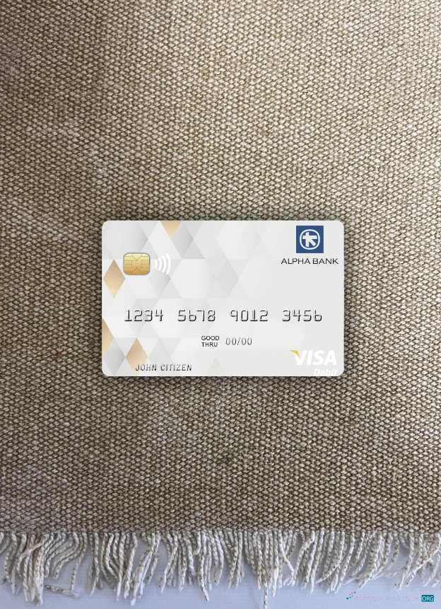 Download Greece Alpha Bank visa debit card photolook front Photoshop template